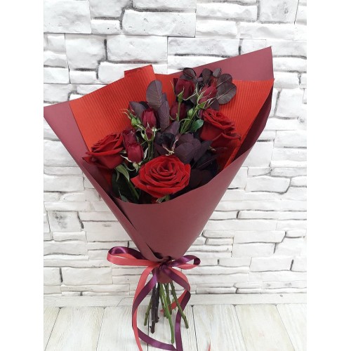 Купить на заказ Букет из 3 красных роз с доставкой в Ушарале