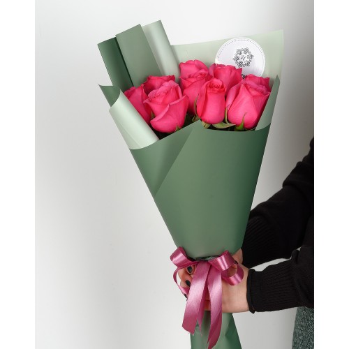 Купить на заказ Букет из 7 розовых роз с доставкой в Ушарале