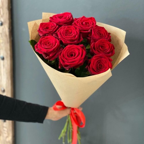 Купить на заказ Букет из 9 красных роз с доставкой в Ушарале