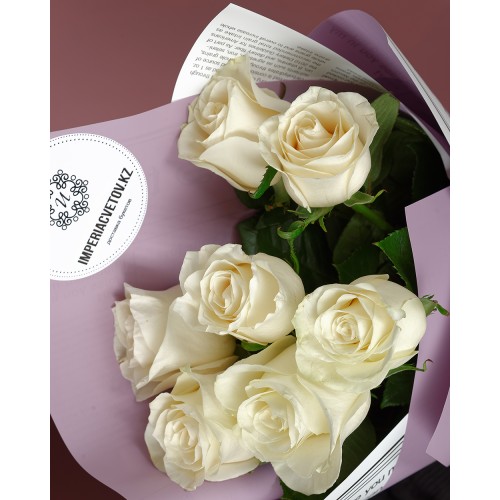 Купить на заказ Букет из 7 белых роз с доставкой в Ушарале