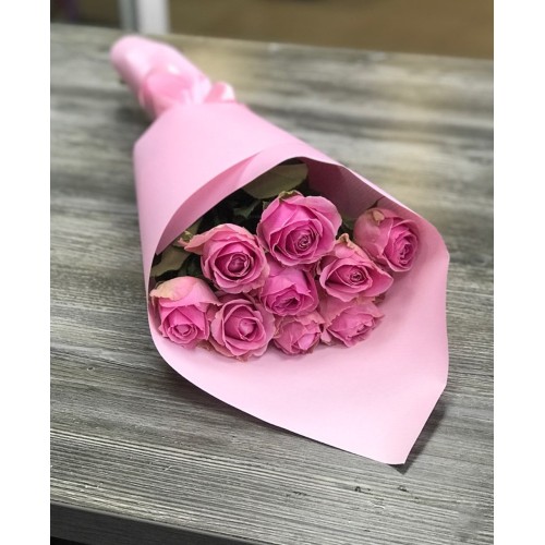 Купить на заказ Букет из 9 розовых роз с доставкой в Ушарале